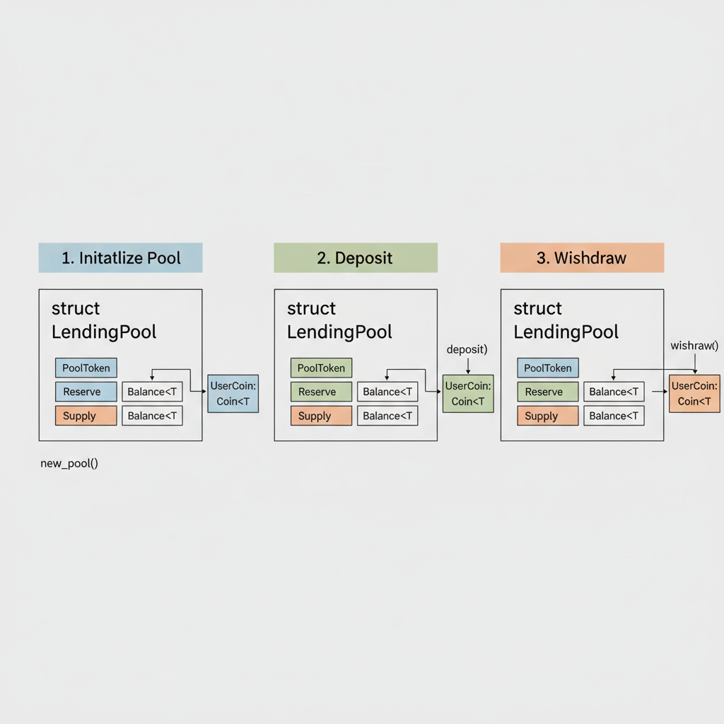 Move language struct diagrams for Sui lending pool objects, elegant code visualization