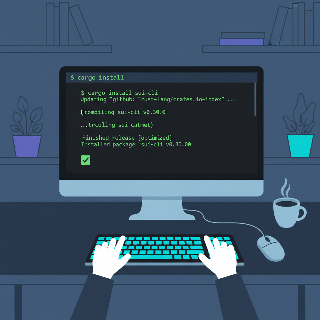 terminal cargo install sui cli success dark theme developer desk