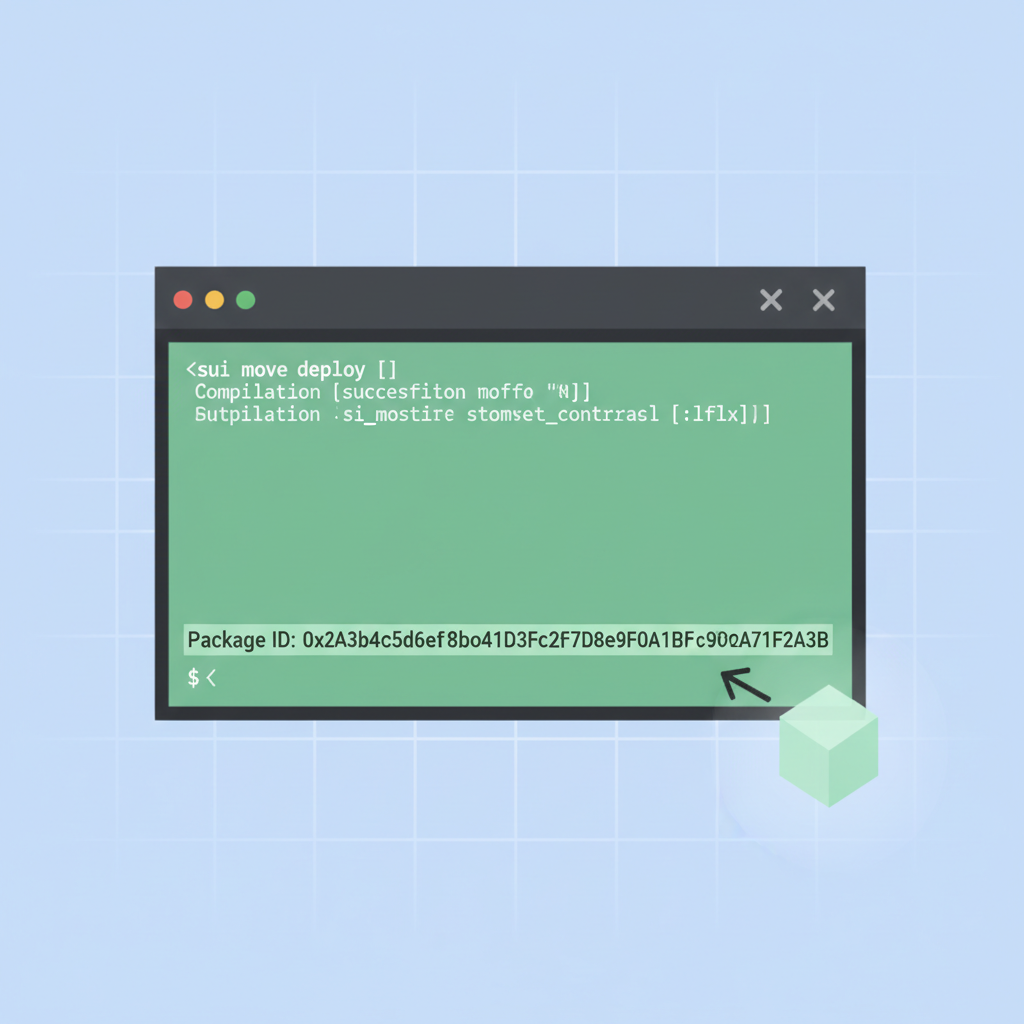 terminal output showing Sui package ID after successful deployment